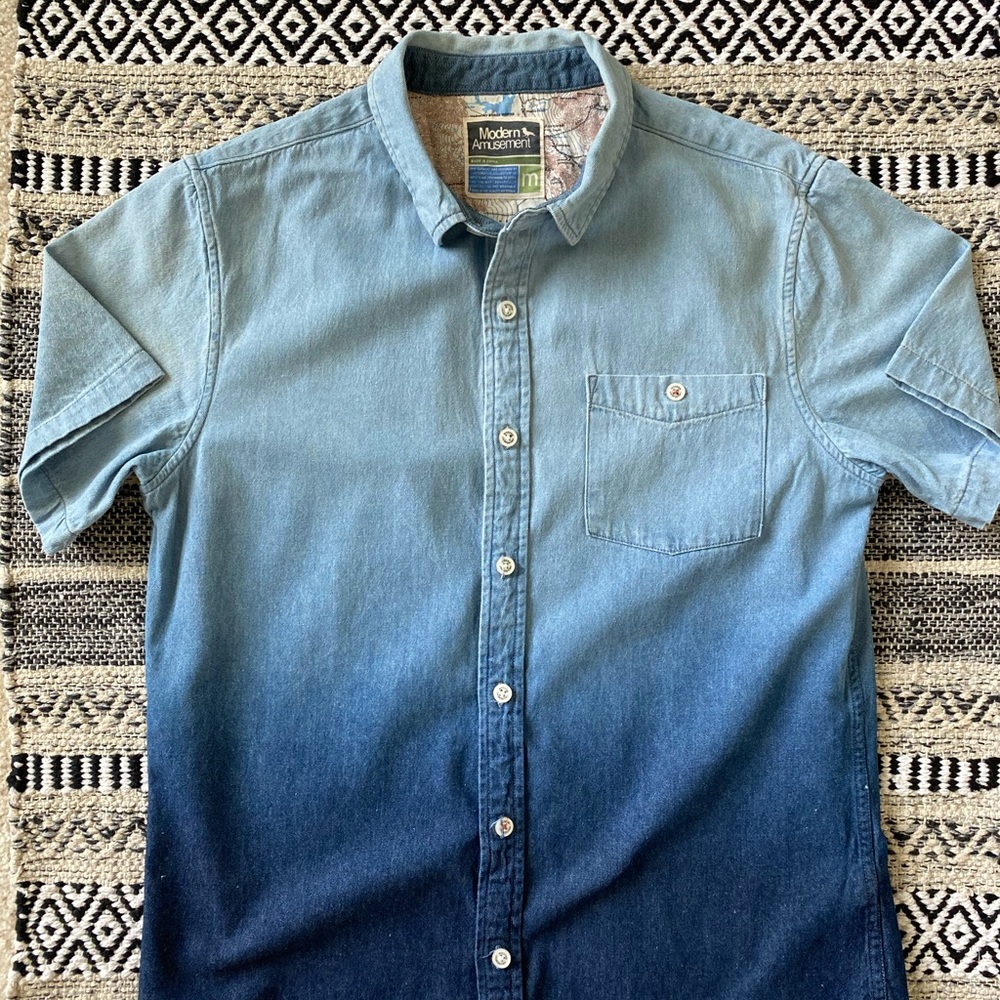 Mens Denim SS Button Down